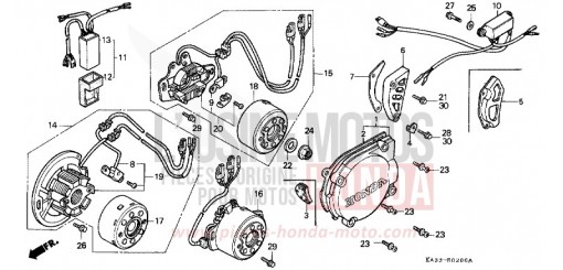 PANNEAU CARTER-MOTEUR G./ GENERATRICE/UNITE DE C.D.I. CR125RE de 1984
